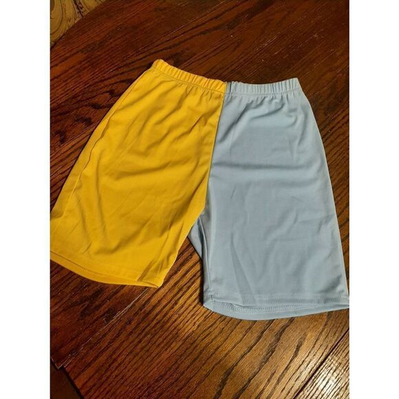 New Large Yellow Blue Color Block 2pc Shorts Short Sleeve Shirt Set Outfit - Picture 1 of 6